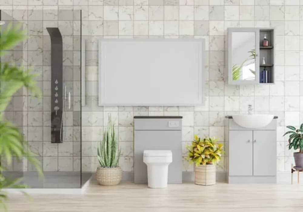 Sparkling clean bathroom tile and fixtures after Bright Glow bathroom cleaning service