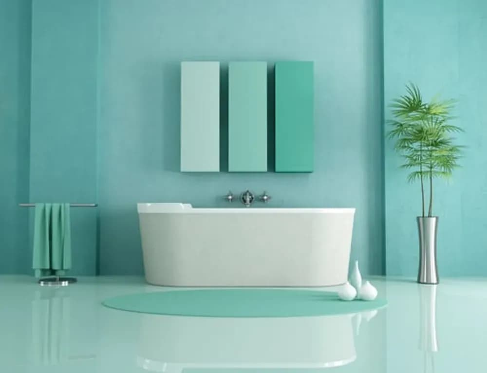 Bathroom tile and glass cleared of hard water scale and soap scum buildup