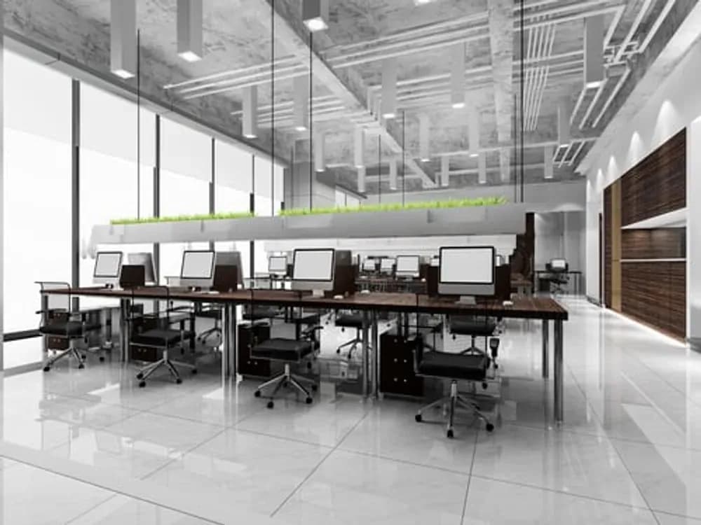 Clean, presentable office workspace maintained by a professional commercial cleaning service